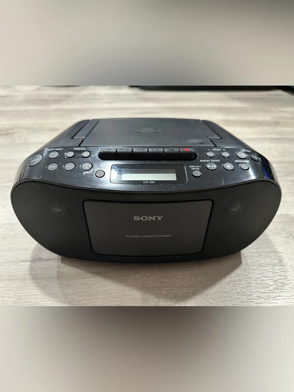 CH181 Sony CFD-S50 Boombox CD/Radio/Cassette Player Mega Bass Power Cord Tested